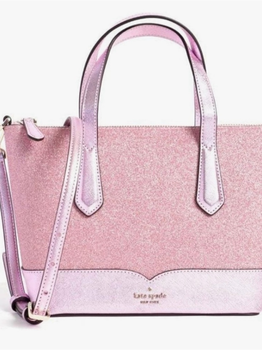 kate spade pink glitter leather tote